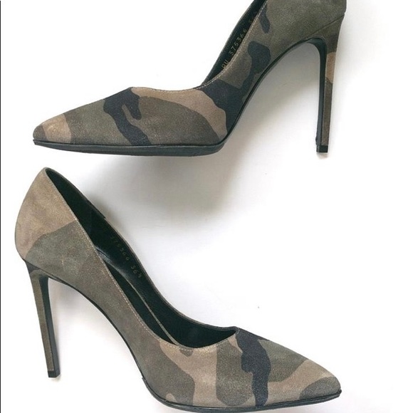 Army fatigue Ysl Saint Laurent Green Brown Black Paris Pumps - Picture 4 of 6